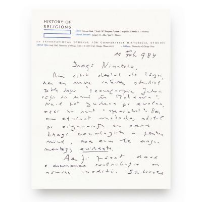 Mircea Eliade, corespondență pentru Nina Batalli, 11 februarie 1984