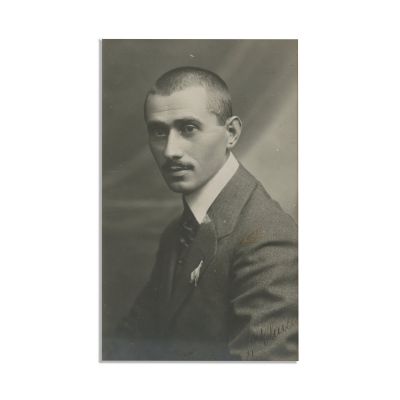 Aurel Vlaicu, fotografie tip carte poștală semnată olografă - Piesă rară
