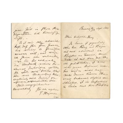 Titu Maiorescu, scrisoare olografă, 6/18 septembrie 1885