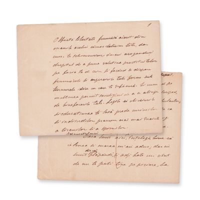 Ion Ghica, ciorna unui eseu filosofic și a unui fragment din seria „Scrisori către Vasile Alecsandri", sfârşitul secolului al XIX-lea