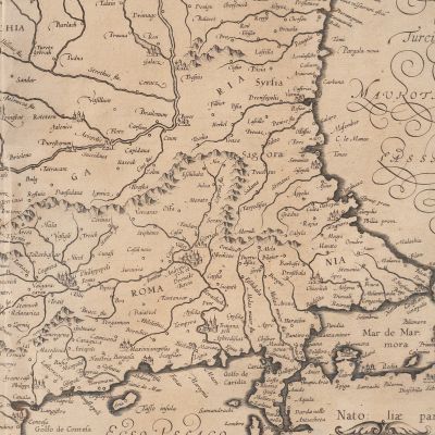 Gerardus Mercator, harta Valahiei, Serbiei, Bulgariei și Rumeliei, gravură în cupru, 1634