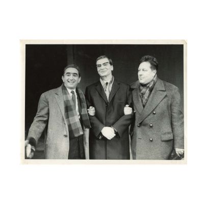 Radu Beligan, Eugen Barbu, Dinu Săraru, fotografie de presă, fotograf Ion Miclea 