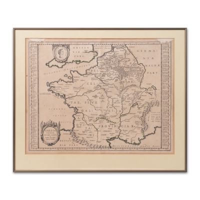 Abraham Ortelius, harta Galiei Antice, gravură în cupru colorată manual, 1642