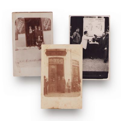 Hoteluri, restaurante și coloniale, trei fotografii tip carte poștală 