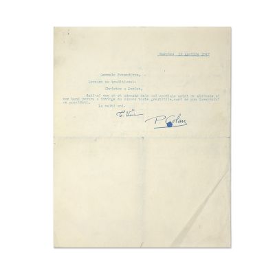 Traian Vuia și P. Ciolan, felicitare pentru Petru Groza, 12 aprilie 1947