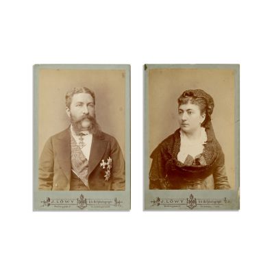 Ecaterina și Gheorghe Gr. Cantacuzino, două fotografii de cabinet, atelier J. Lowy