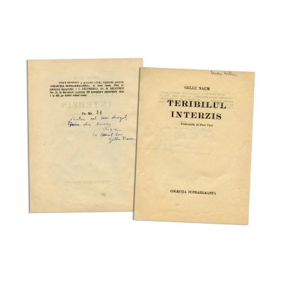 Gellu Naum, Teribilul interzis, volum bibliofil, cu dedicația Ligiei Naum 