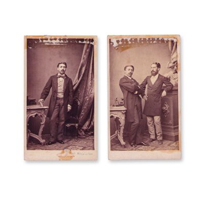 Iacob Negruzzi și Nicolae Gane, două fotografii format carte-de-visite, atelier M. Bisenius