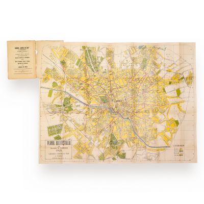 Planul Bucureștiului cu indicator alfabetic și liniile de tramvaie, 1921 