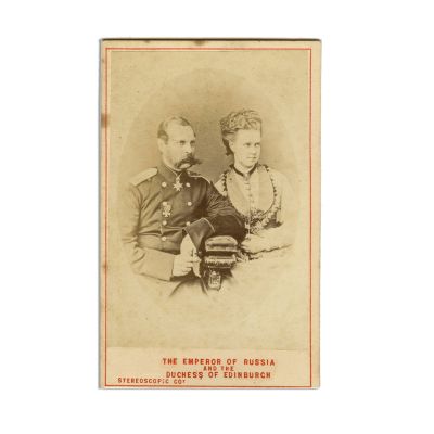 Ducele de Edinburgh, ducesa Maria a Rusiei, țarul Alexandru al  al II-lea, trei fotografii format carte-de-visite, cca. 1874 