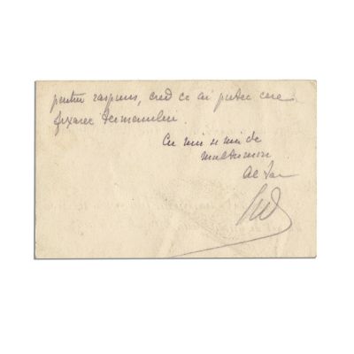I.G. Duca, carte de vizită cu însemnare olografă