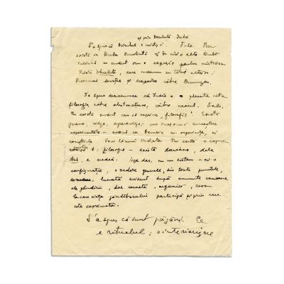 Mircea Eliade, Despre misticismul Orientului, filă manuscris