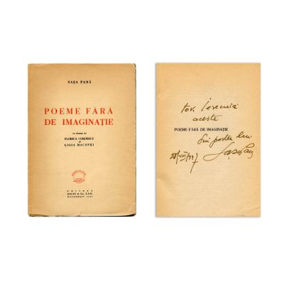 Sașa Pană, Poeme fără de imaginație, 1947, exemplar numerotat, cu dedicație olografă