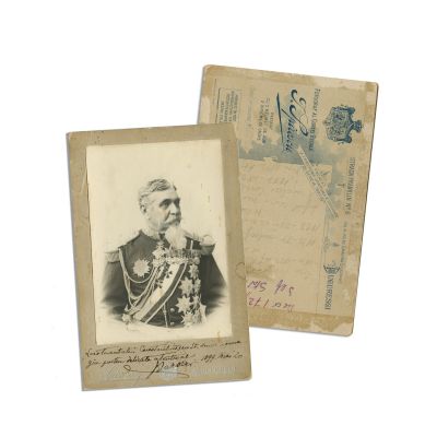 Constantin Barozzi, fotografie de epocă, cu dedicație, atelier I. Spirescu, 1899