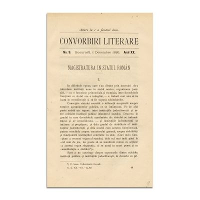 Convorbiri Literare, Anul XX, Nr. 9, 1 decembrie 1886, cu „La Steaua” de M. Eminescu
