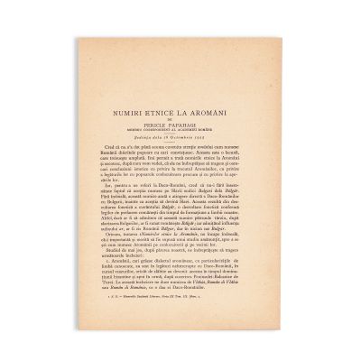 Pericle Papahagi, Notițe etimologice, 1907 + Numiri etnice la aromâni, 1925