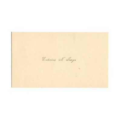 Ecaterina N. Iorga, carte de vizită cu o însemnare olografă  