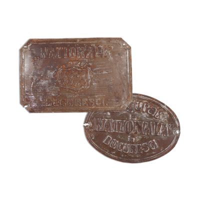 Societatea de asigurări „Naționala”, două pancarte metalice