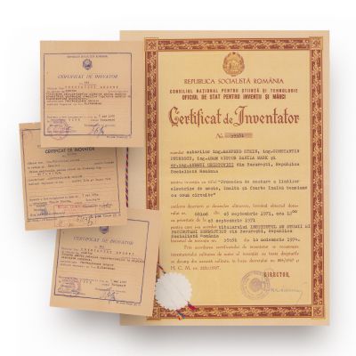 Ing. Andrei Cristovici, certificat de inventator + trei certificate de inovator, 1960-1974