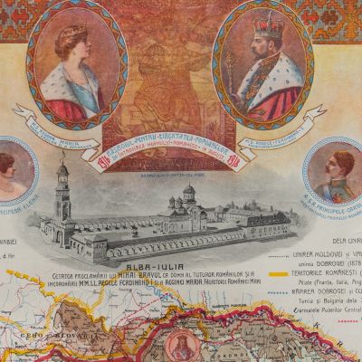 Harta României Ilustate și Istorice, litografie de mari dimensiuni, Gh. Chirovici și A. D. Atanasiu, 1919