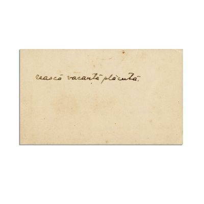George Vâlsan, carte de vizită cu însemnare olografă