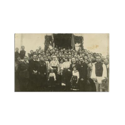 Regina Maria, Octavian Goga, fotografie tip carte poștală, cu o însemnare olografă a Alexandrinei Fălcoianu