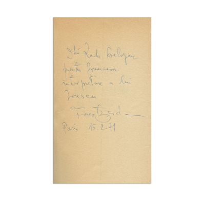 Faust Bradesco, Le monde étrange de Ionescu, 1967, cu dedicație pentru Radu Beligan 