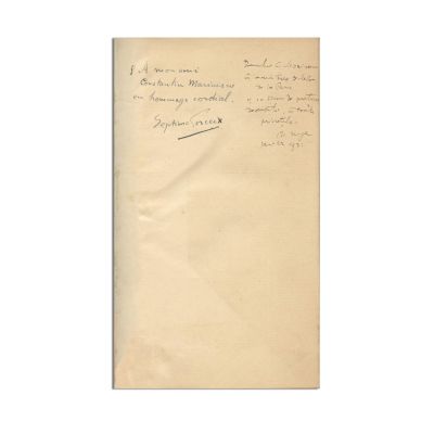 Nicolae Iorga, Septime Gorceix, Anthologie de la Littérature Roumaine, 1920, cu dedicațiile olografe ale autorilor pentru Constantin Marinescu