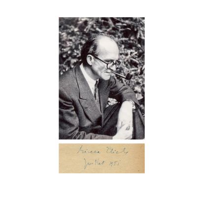 Mircea Eliade, fotografie de epocă + însemnare olografă