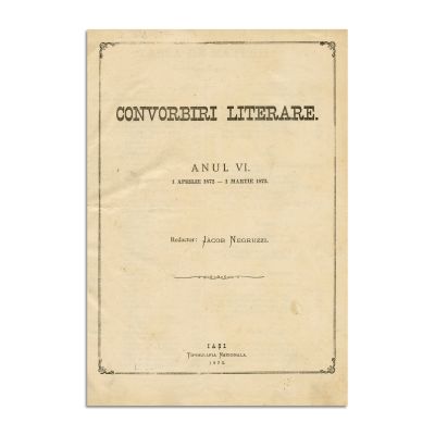 Publicația „Convorbiri Literare”, anul VI, 1 aprilie 1872 - 1 martie 1873, cu „Egipetul” și  „Sărmanul Dionis” de M. Eminescu și „Dumbrava Roșie” de V. Alecsandri