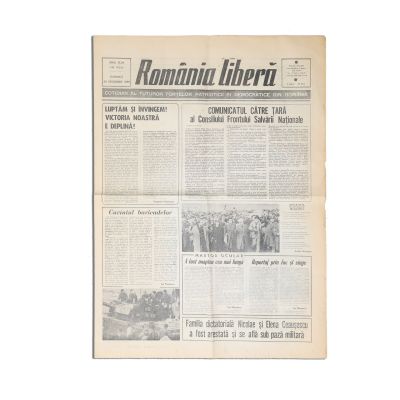 Publicația „România liberă”, Anul XLVII, Nr. 14036, 24 decembrie 1989 - Comunicatul către țară al Consiliului Frontului Salvării Naționale