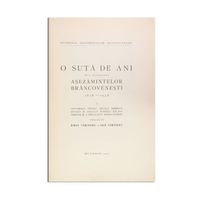 Emil și Ion Vîrtosu, Așezămintele Brâncovenești, 1938