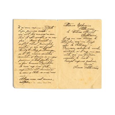 George Enescu, scrisoare olografă de la Eufrosina Attanassiu