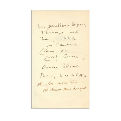 Mircea Eliade, Fragments d’un journal, 3 volume, cu dedicație pentru Jean Pierre Apparu