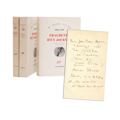Mircea Eliade, Fragments d’un journal, 3 volume, cu dedicație pentru Jean Pierre Apparu