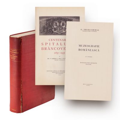 Al. Tzigara-Samurcaș, Muzeografie Românească, 1936 + Dr. V. Gomoiu și dr. V. Plătăreanu, Centenarul Spitalului Brâncoveanu, 1937