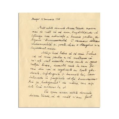 Ștefan Baciu, scrisoare pentru Mircea Eliade, 1936