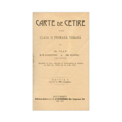 Gh. Ioan, Mateiu M. Dobrovici, Gh. Mândru, Carte de cetire pentru clasa a II-a primară urbană, 1916-1917