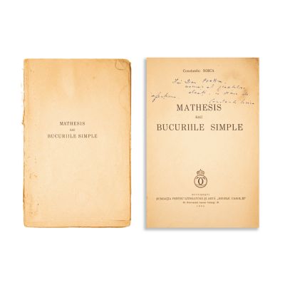 Constantin Noica, Mathesis sau bucuriile simple, cu dedicație pentru Dan Botta