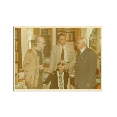 Mircea Eliade, Christinel și Gheorghe Bulgăr la Chicago, fotografie de epocă, cca. 1985