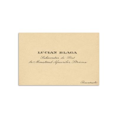 Lucian Blaga - Subsecretar de stat, carte de vizită