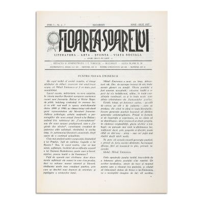 Publicația „Floarea Soarelui”, cu un articol dedicat lui M. Eminescu