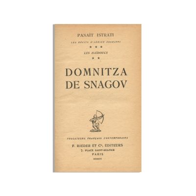 Panait Istrati, Domnitza de Snagov, 1926, cu dedicație către Constantin Graur