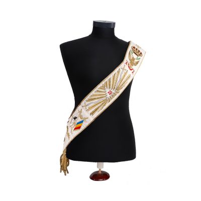 Colanul Masonic pentru gradul 33 oferit principelui Nicolae + Jean Pangal, scrisoare pentru principele Nicolae, 1949 + Jean René Raymond, scrisoare semnată olograf, 1946