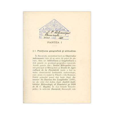 Ion P. Licherdopol, Bucureștii, 1889, cu ex-librisul lui I. Popescu Băjenaru