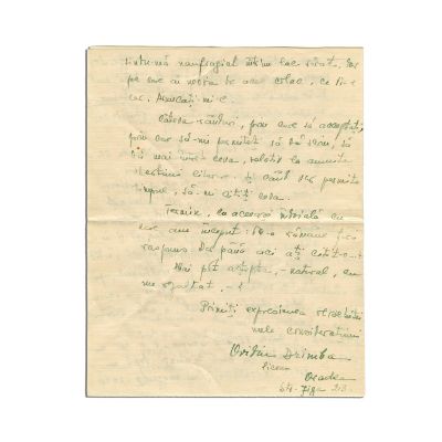 Ovidiu Drimba, scrisoare către Mircea Eliade, 1937