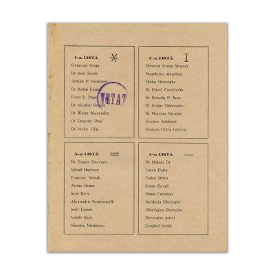 Patru buletine de vot din 1927 și 1928