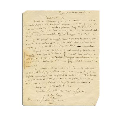Octav Șuluțiu, scrisoare pentru Camil Petrescu, 29 octombrie 1931