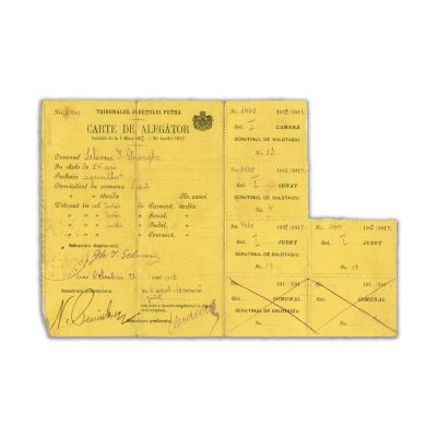 Sclavone I. Gheorghe, carte de alegător, 1912
