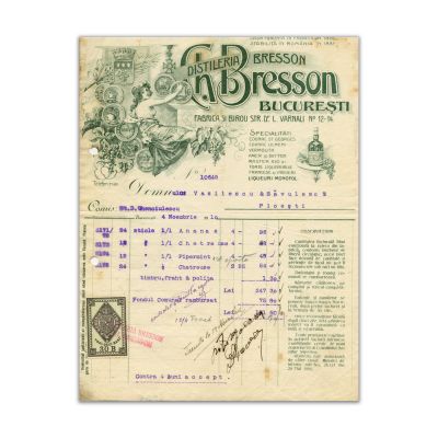 Distileria Ch. Bresson, factură, 4 noiembrie 1910